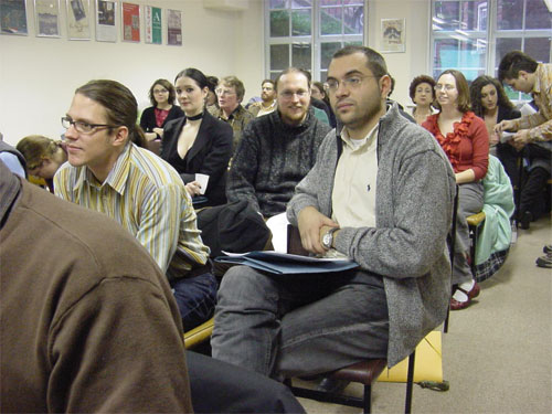 Audience members, including Sebastian Pranghofer, Anna Philpott, Stefan Pohl Valero, David Nofre, Melanie Keene