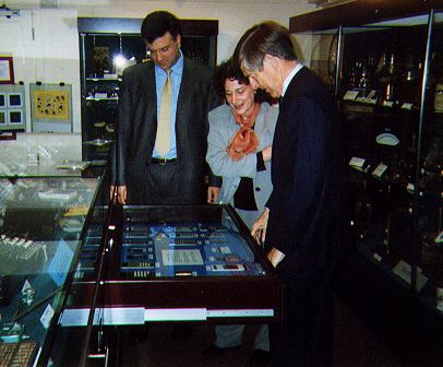 Professor Peter Lipton, Head of the Department, with Liba Taub and Sir Alec Broers